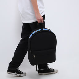 Рюкзак текстильный с печатью на верхней части SO WHAT, 38х29х11 см, черный - Nazamok фото 12