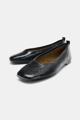 CRACKLED EFFECT BALLET FLATS - Zara фото 9