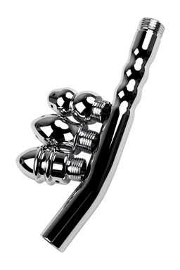 Анальный душ TOYFA Metal с тремя насадками, серебряная, 2см, 15,4 г