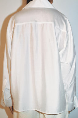 CAMISA SATINADA OVERSIZE / Blanco - Zara фото 5