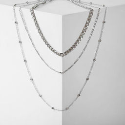 Колье "Цепь" нить с бусинами, цвет серебро, 50 см