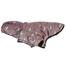 Пэт тойс (Pet toys) Одежда для собаки Куртка с капюшоном, с метал. кольцом, с принтом, на кнопках, р-р M, длина спинки 24см/обхват груди 34см/обхват шеи 28см, цвет-темно-бежевый, плащевка/синтепон/флис (100% полиэстер) (Китай) - Домашняя мода фото 7