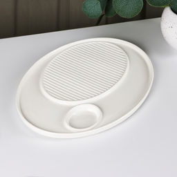 Блюдо с соусником Доляна, 30×22.5 см, фарфор, белое