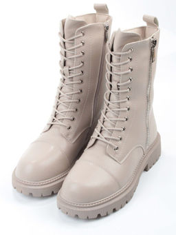 04-PAX83-2Z GRAY/BEIGE Ботинки зимние женские (натуральная кожа, 100% шерсть)