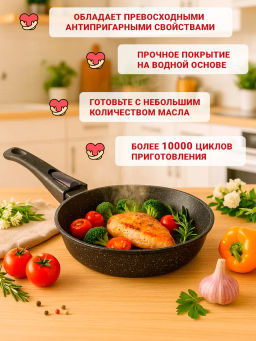 Сковорода 220/55мм Гранит Induction съемная ручка,без крышка, Ис2253аг - Горница фото 14