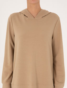 Bej Oversize Modal Kar___ml_ Kap__onlu Sweatshirt