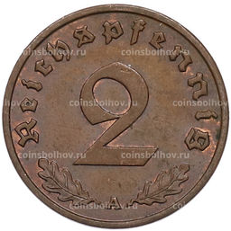 Монета 2 рейхспфеннига 1937 года A Германия