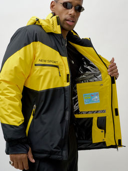 Горнолыжный костюм мужской зимний желтого цвета 372J