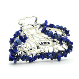 Заколка краб для волос бабочка с лазуритом 8*3,5*5см