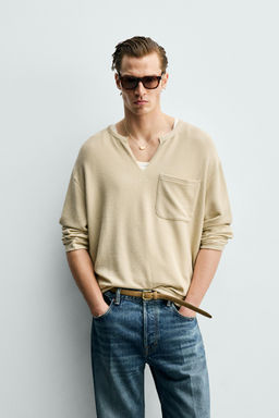 CAMISETA POLO ESTRUCTURA / Crudo - Zara фото 2