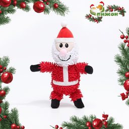 Игрушка мягкая для собак Дед мороз с пищалкой, 26 х 15 см - Пижон фото 8