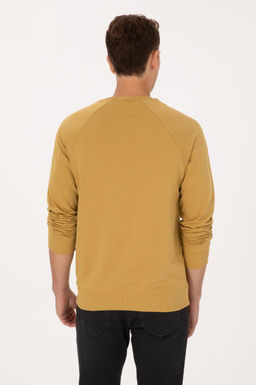 Erkek Regular Fit Bisiklet Yaka Hardal _nce Basic Sweatshirt Sepette S_rpriz _ndirim