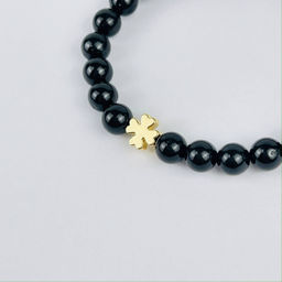 Браслет из черного Турмалина (Шерл) со вставкой 16 см