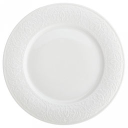 "Русь" Тарелка мелкая фарфоровая д262мм h21мм, белый, рельефный декор (Китай)