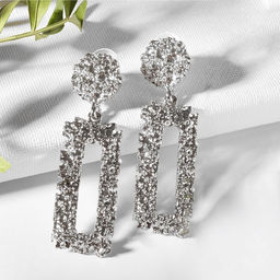 Серьги металл «Карибы» прямоугольные, цвет серебро