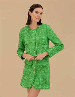 Bisiklet Yaka Crop T_vit Ceket