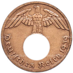 Монета 1 рейхспфенниг 1939 года E Германия