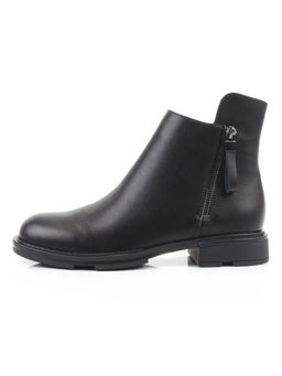 01-M43-12 BLACK Ботинки демисезонные женские (натуральная кожа, байка)