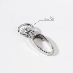 Цена за 100 шт. Карабин металлический, 38×12 мм/9×1.5 мм, цвет серебряный