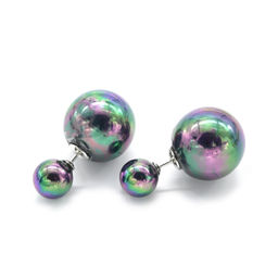 Черные пусеты с майоркой шарики 8мм, 15мм, 5г