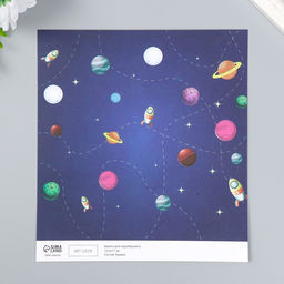 Цена за 10 шт. Двусторонняя бумага для скрапбукинга Арт Узор. Космическое небо, 180 г/м?, 15.5?17 см