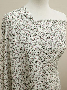 Штапель Премиум Ажурный вьюнок на молочном, ш.1.45м, вискоза-100%, 105гр/м.кв - Купава фото 2