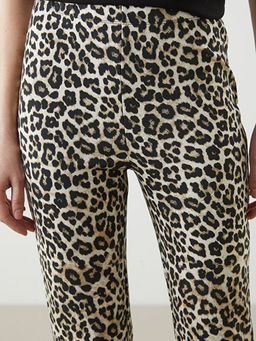 Beli Lastikli Leopar Desenli Kad?n Pantolon