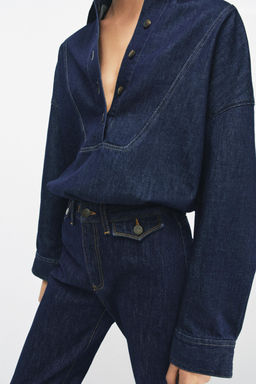 CAMISA DENIM ZW COLLECTION / Azul - Zara фото 8