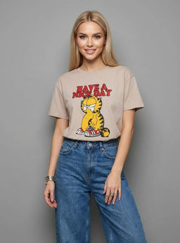 K13452 Футболка OVER SIZE (плотный хлопок) БЕЖЕВЫЙ