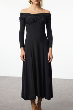 TRENDYOLMILLA Siyah A-Kesim Orme Elbise TPRAW25EL00100 фото 3