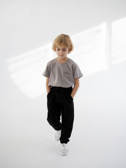 Джоггеры детские без утепления 3х нитка петельный, черный - Lesi kids фото 12