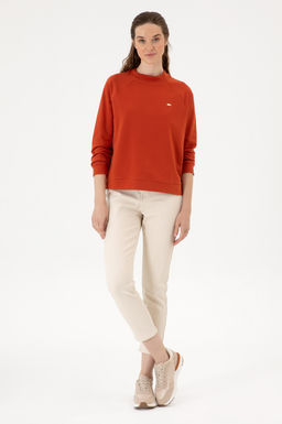 Kad_n Kiremit Regular Bisiklet Yaka Basic Sweatsh_rt