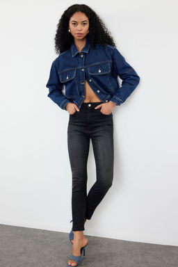 Antrasit Premium Yuksek Bel Skinny Jeans TWOAW25JE00000 - Trendyolmilla фото 8