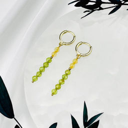 Серьги длинныые из Хризолита и Цитрина