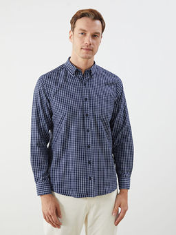 Regular Fit Uzun Kollu Ekose Gabardin Erkek G?mlek