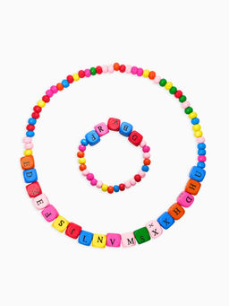Цена за 2 шт. Набор детский «Выбражулька» 2 предмета: бусы, браслет d=6 см. алфавит, дерево, разноцветный