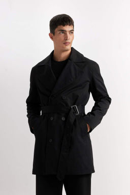 Slim Fit Dar Kesim Dugmeli Kemerli Trenckot - Defacto фото 5