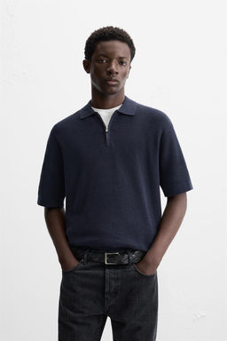 PEARL KNIT POLO SHIRT WITH ZIP - Zara фото 3