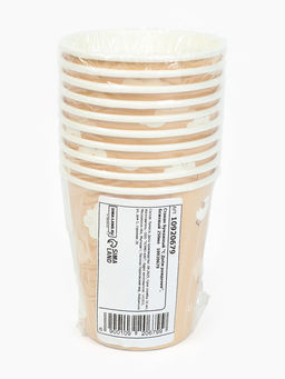 Цена за 10 шт. Стакан одноразовый бумажный «С Днём рождения», бежевый, 250 мл