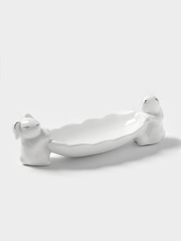 Блюдо Доляна «Зайки в золотом», 21×8×6 см, цвет белый