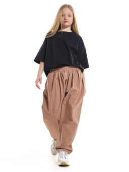 Брюки бананы свободные хлопок UD 7965 св.коричневый - Mini maxi фото 2