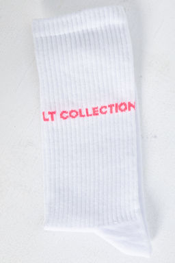 Носки LT Collection (белые/розовая надпись)