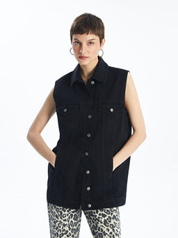 G?mlek Yaka Oversize Kad?n Jean Yelek