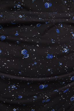 Siyah Cicekli Buzgu / Drape Mini Bask?l? Tul Fitted/Vucuda Oturan Esnek Orme Elbise TWOSS25EL00467 - Trendyolmilla фото 3