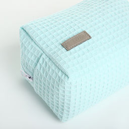 Косметичка женская на молнии TEXTURA, объёмная, средняя, мягкая, вафельная текстура, бирюзовая фото 8