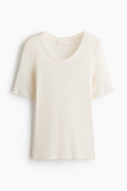 Camiseta de algod?n pima con escote en U