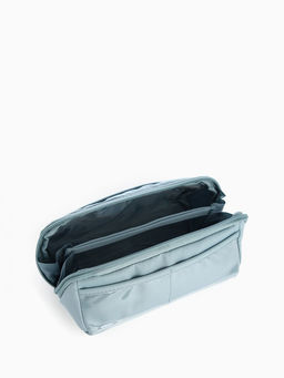 Косметичка на молнии, маленькая, с отделами, серо-голубая