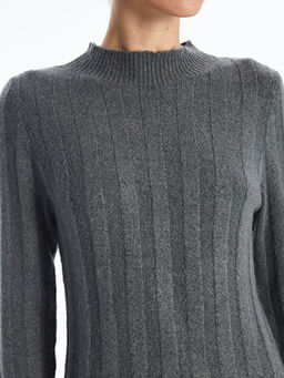 Bisiklet Yaka D?z Uzun Kollu Kad?n Triko Elbise