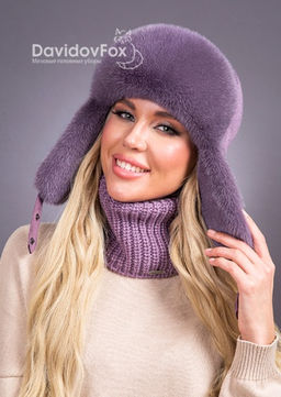 Ушанка норка трикотаж клевер - Davidovfox фото 2