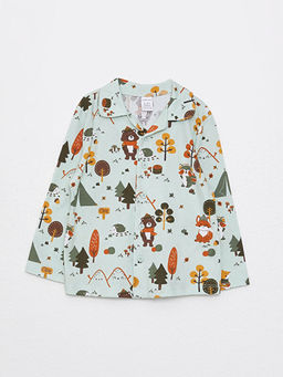 Polo Yaka Uzun Kollu Bask?l? Erkek Bebek Pijama Tak?m - Waikiki фото 2